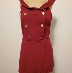 Burgundy Gold Button Romper